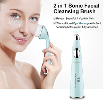 Sonic Vibration Eye Massager & Soft Facial Cleansing Brush