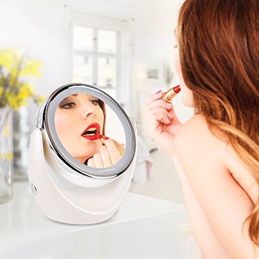 Double-Sided Makeup Mirror with LED Lights