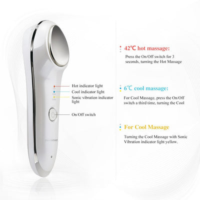 Hot & Cool Skin Rejuvenation Beauty Instrument with Sonic Vibration