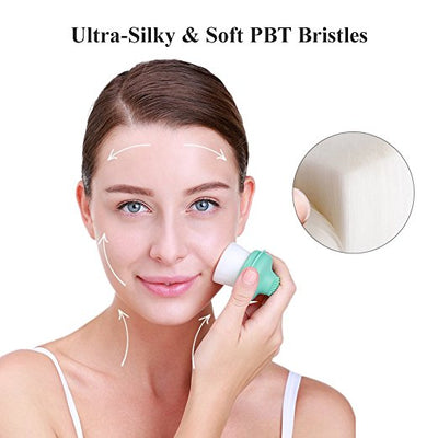Soft Bristles Silicone Facial Face Brush, 2 In 1 Manual Exfoliation Pore Cleaner Brush with Storatege (Green)